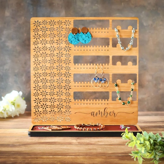 Boho Floral Earring Holder With Ring Tray