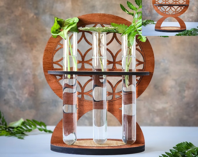 Plant Propagation Station, Geometric Circle Design Prop Stand, Tubes Included, For Plant Growers, Mothers Day Gift, Ready To Use Rooting Set