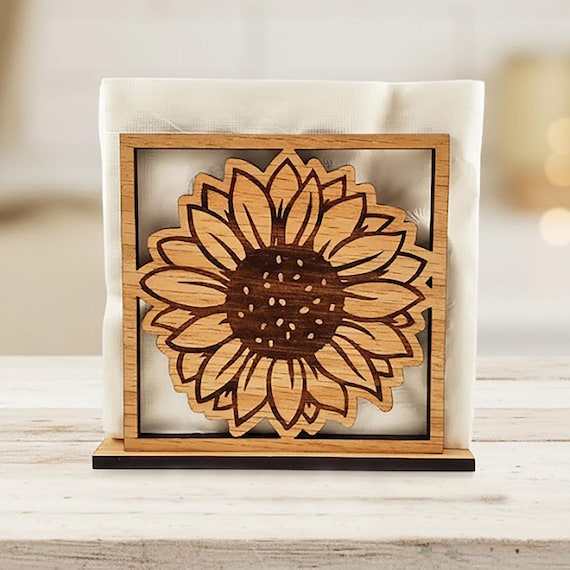 Sunflower Napkin Holder For Table, Rustic Kitchen Decor