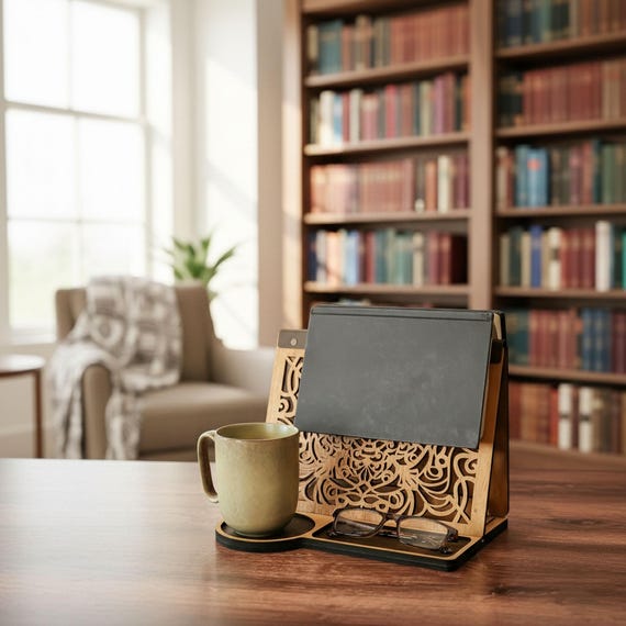 Book Holder Stand With Cup Holder, Gifts For Readers