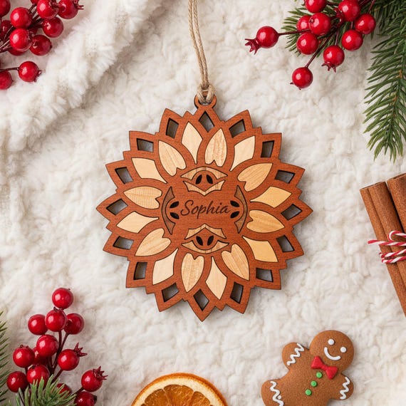Sunflower Christmas Ornament, Personalized Ornaments