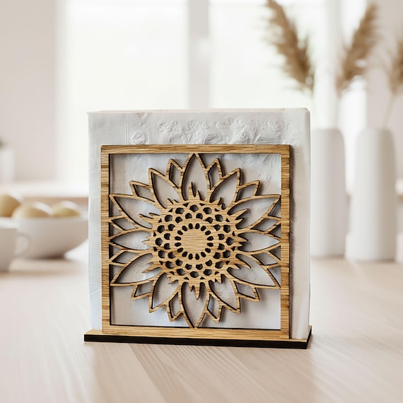 Wood Sunflower Napkin Holder