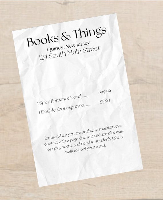 Printable Recipt Bookmark
