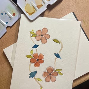 6 x 20 cm (6 x 20 cm) aquarelles esthétiques sans cadre fleurs et oiseaux peints à la main