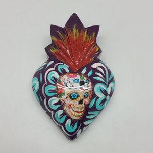 Sugar Skull Wood Heart