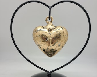 Glass Heart Ornament with Stand