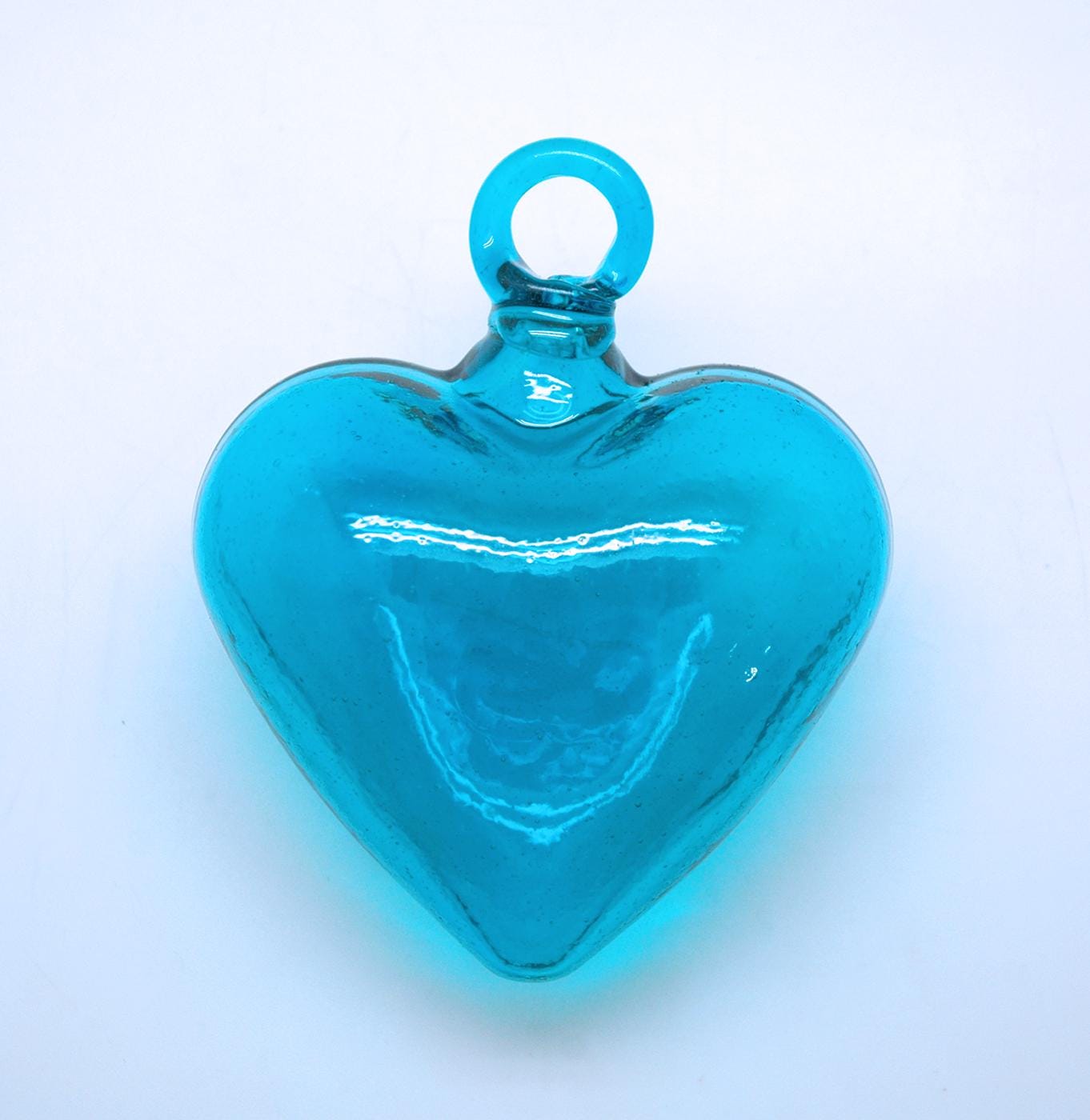 Medium Turquoise Glass Heart Ornament