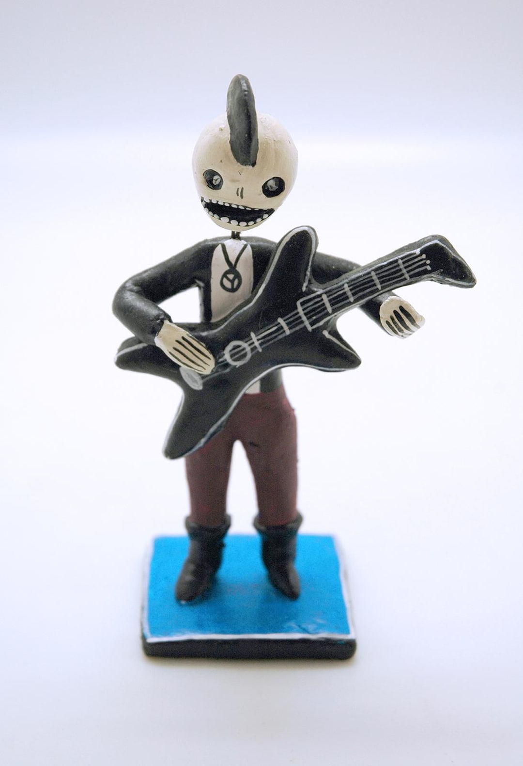 Dead Punk Rocker Handcrafted Clay Day of the Dead Punk Rocker - Etsy