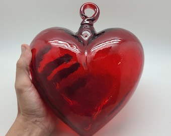 Large Handmade Glass Heart Ornament