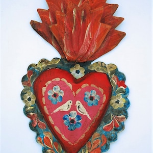 Mexican Tin Hand Painted Heart