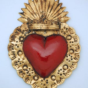Mexican Tin Heart, w/ Crown