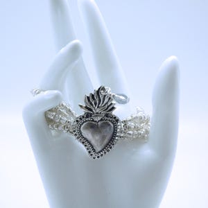 Silber Perlen Armband mit Flammendes Herz