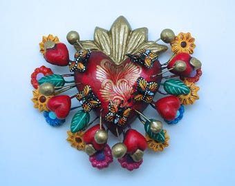 Handcrafted Heart w/ Flowers & Butterflies