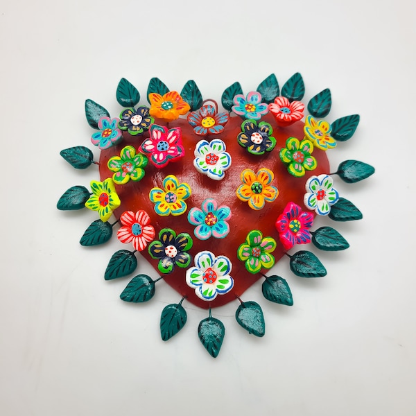 Handmade Clay Wall Flower Heart