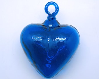 Mittelblau Glasherz Ornament