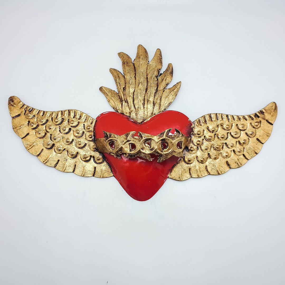 Mexican Tin Heart W/ Wings - Etsy