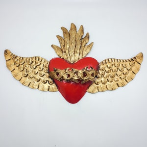 Mexican Tin Heart w/ Wings