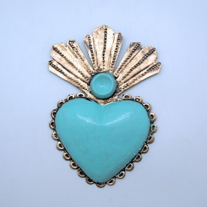 Mexican Tin Heart Turquoise