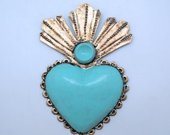 Mexican Tin Heart Turquoise
