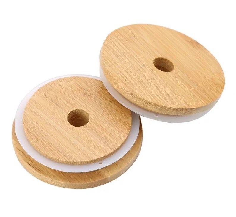 Beer Glass Bamboo Lid and Straw Etsy