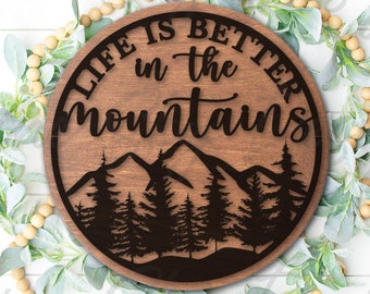 Glowforge Mountains File SVG | Mountain Laser File | Mountain Laser Cut File | Life Is Better In The Mountains SVG Glowforge Mountain Scene