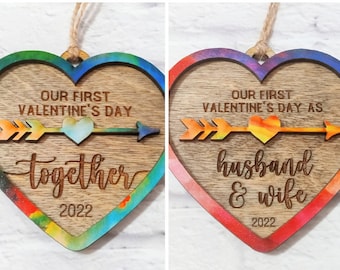 Valentines Day Ornaments Svg | Valentine Ornament Svg | Our First Valentine's Day SVG | Glowforge Files | Couples Ornament Svg | Laser File