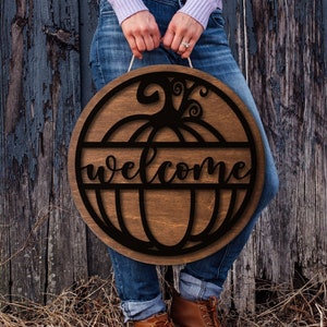 Fall Door Hanger SVG Glowforge | Fall Welcome Sign SVG | Glowforge Files Fall | Pumpkin Welcome SVG | Pumpkin Welcome Sign Svg Laser File