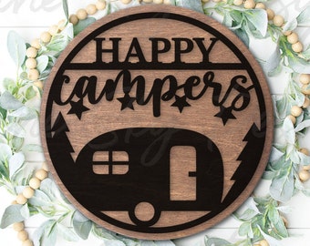 Happy Campers SVG Glowforge | Happy Campers Laser File | Happy Camper Laser File | Glowforge Camping SVG | Camping Laser Cut Files Glowforge