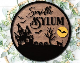 Halloween Sign SVG Glowforge | Personalized Asylum Sign | Halloween Glowforge SVG | Halloween Glowforge Files | Halloween Laser Files SVG