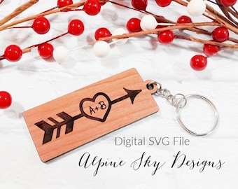Heart Keychain SVG | Valentine Keychain SVG | Glowforge Keychain Svg | Initial Keychain Svg | Keychain Svg Files | Laser Files Keychains