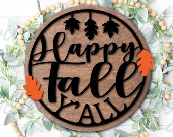 Fröhlichen Herbst Yall SVG für Glowforge/Laser | Herbst Glowforge Dateien | Herbst Laserdateien | Herbst Laser Cut Dateien | Willkommen Herbst SVG | Herbst SVG-Dateien