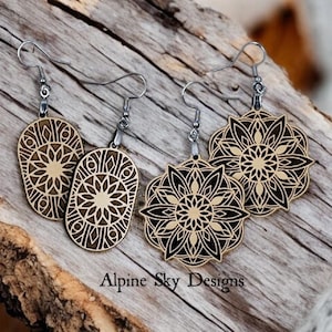 Paquete SVG de pendientes con grabado inverso Archivos para pendientes Glowforge Archivo SVG para pendientes con mandala Archivo SVG para pendientes con mandala Archivo SVG para pendientes con grabado inverso