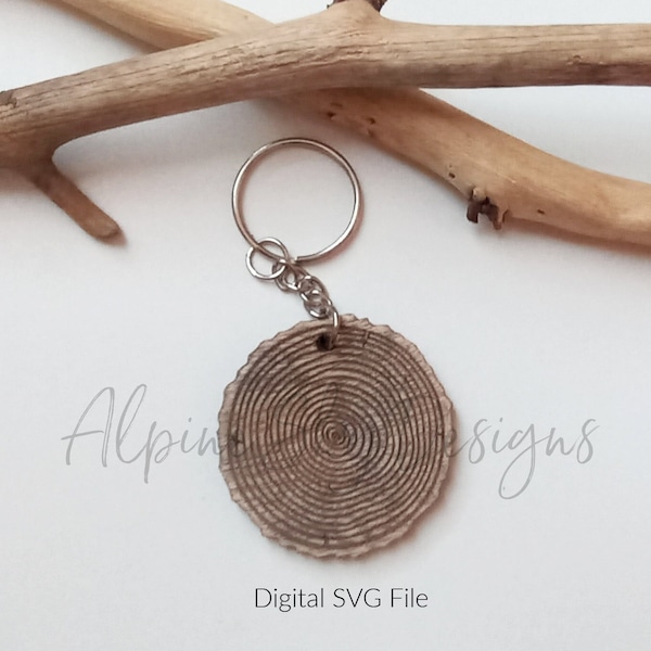 Wood Slice Keychain File | Keychain SVG Glowforge | Keychain SVG Laser | Wood Slice Svg | Blank Keychain Svg | Keychain Svg Round | Tree Svg