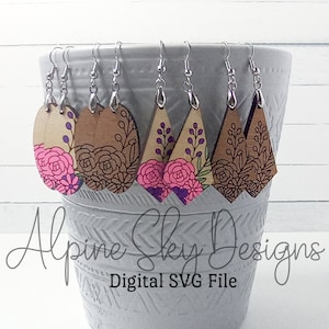Floral Earring SVG | Flower Earrings SVG | Glowforge Earring Files | Earring SVG Bundle | Earring Svg Files | Earring Svg Laser Wildflowers