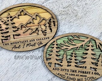 John Muir Magnet SVG John Muir Quotes Fridge Magnets SVG Glowforge Laser Magnet Files John Muir SVG Mountain Svg Files Into The Forest I Go