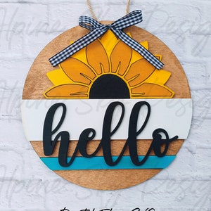 Hola SVG / Glowforge Sunflower SVG / Archivos Glowforge Sunflower / Archivo láser Sunflower / Archivo para colgar puertas Glowforge / Sunflower Laser SVG