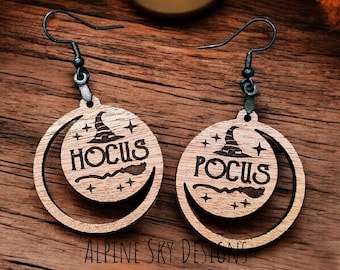 Hocus Pocus Earrings SVG Hocus Pocus SVG Files Halloween Hocus Pocus Earrings SVG Glowforge Laser Halloween Earrings Svg Witch Earring Svg