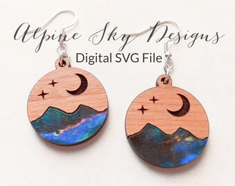 Two Piece Mountain Earring SVG | Glowforge Earring SVG | Mountain Laser Cut Files | Mountain Earrings Svg | Glowforge Earring Files
