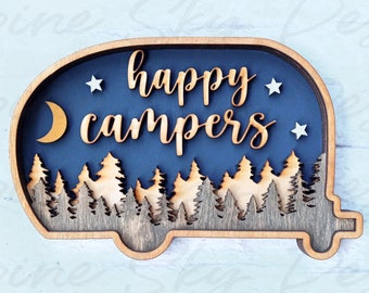 Happy Campers SVG For Glowforge | Happy Camper Laser File | Camping SVG Laser Cut Files | Camper SVG For Glowforge | Rv Svg File | Laser Cut