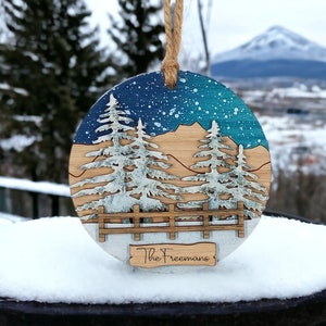 Gelaagde bergornament SVG voor Glowforge Laser bergornament SVG laserbestanden berg kerstornament Svg hek gelaagde bergen