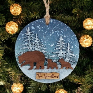 Bear Ornament SVG Glowforge Laser Bear Christmas Ornament SVG File Bear SVG Bear Family Cubs Glowforge Ornaments Svg Laser Layered Ornament
