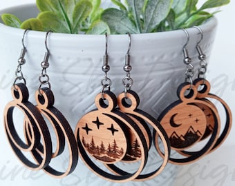 Glowforge Earring Files | Mountain Earring SVG | Forest Earring SVG | Glowforge Earring Svg Files | Earrings SVG Glowforge | Glowforge Files
