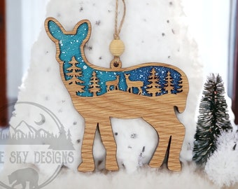 Adorno de ciervo SVG / Adorno navideño de ciervo SVG / Archivos de adornos Glowforge / SVG de ciervo para adornos / Adorno navideño Svg de ciervo Svg Laser