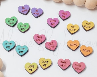 SCORED Sweethearts Stud Earrings SVG | Candy Heart Earrings SVG Bundle | Valentines Day Earrings Svg Laser Glowforge Earring Files Hearts