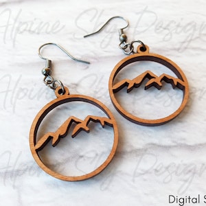 Mountain Earrings SVG | Mountain Earring SVG For Glowforge | Glowforge Earring Files | Laser Files For Earrings Laser Earrings SVG Mountains