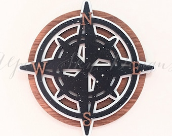 Compass SVG File | Compass SVG | Layered Sign Svg | Glowforge Layered Files | Compass Laser File | Glowforge Files | Travel Svg Compass Sign