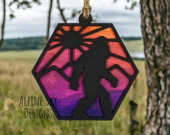 Bigfoot Suncatcher SVG For Glowforge Laser Bigfoot Ornament SVG Bigfoot Svg Files Sasquatch Suncatcher Svg Laser Files Bigfoot Car Charm Svg