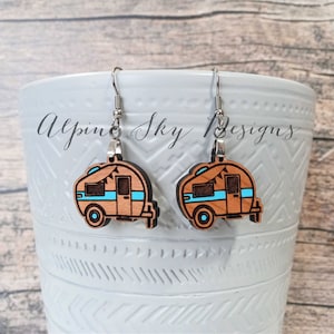 Camper Earrings SVG | Glowforge Earring SVG | Camper SVG Laser | Laser Earring Files | Glowforge Earring Svg | Camping Svg Files | Earrings