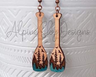 Canoe Paddle Earrings SVG | Boat Oar Earrings SVG | Engraved Forest Canoe Earrings SVG | Canoe Paddle Svg | Kayak Earrings Svg Glowforge