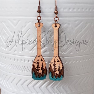 Canoe Paddle Earrings SVG | Boat Oar Earrings SVG | Engraved Forest Canoe Earrings SVG | Canoe Paddle Svg | Kayak Earrings Svg Glowforge